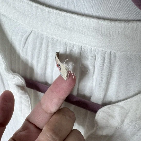 Faherty Kasey Organic Cotton Gauze Dress Sz L Tiered White Boho Cottage READ - Picture 9 of 16